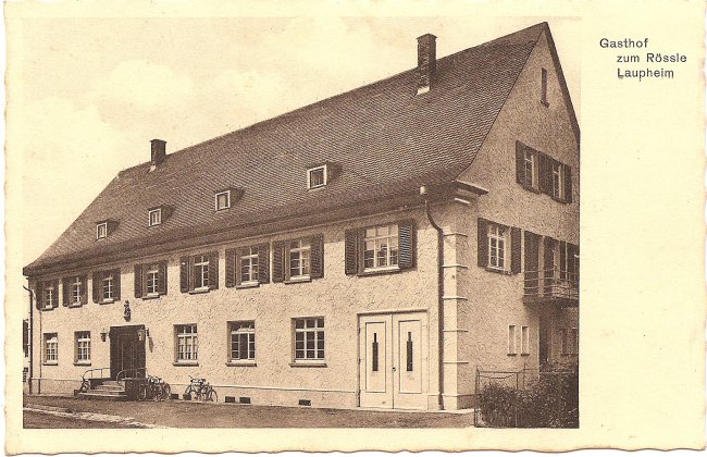 Gasthof zum Rössle, Laupheim (Vorderseite der Ansichtskarte)