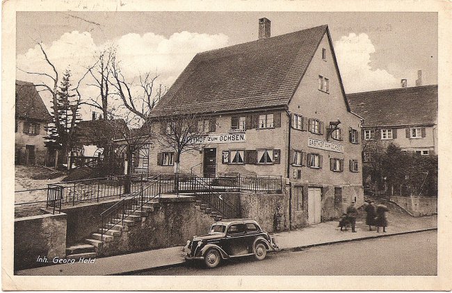 Gasthof zum Ochsen (Vorderseite der Ansichtskarte)