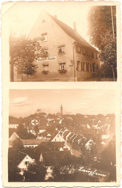 Laupheim, Gasthof zur Traube (Vorderseite der Ansichtskarte)