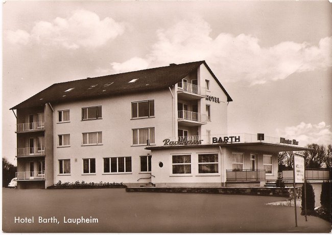 Hotel Barth, Laupheim (Vorderseite der Ansichtskarte)