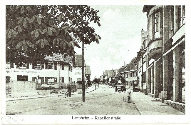 Laupheim, Kapellenstraße (Vorderseite der Ansichtskarte)