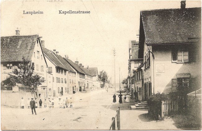 Laupheim, Kapellenstraße (Vorderseite der Ansichtskarte)