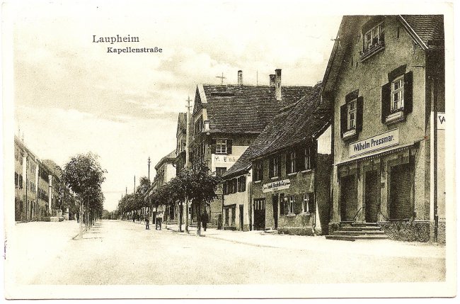 Laupheim, Kapellenstraße (Vorderseite der Ansichtskarte)