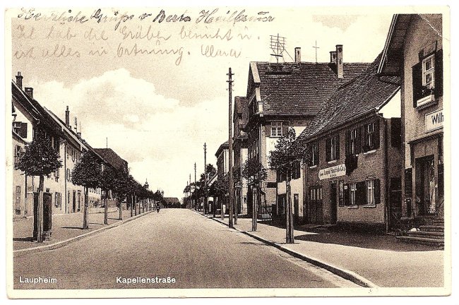 Laupheim, Kapellenstraße (Vorderseite der Ansichtskarte)