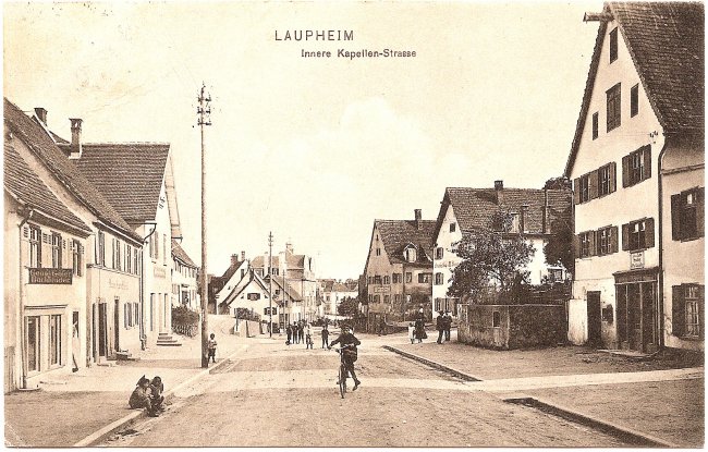 Laupheim, Innere Kapellen-Strasse (Vorderseite der Ansichtskarte)