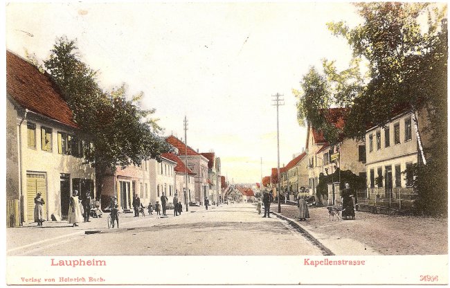 Laupheim, Kapellenstraße (Vorderseite der Ansichtskarte)