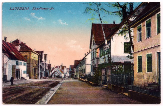 Laupheim, Kapellenstraße (Vorderseite der Ansichtskarte)