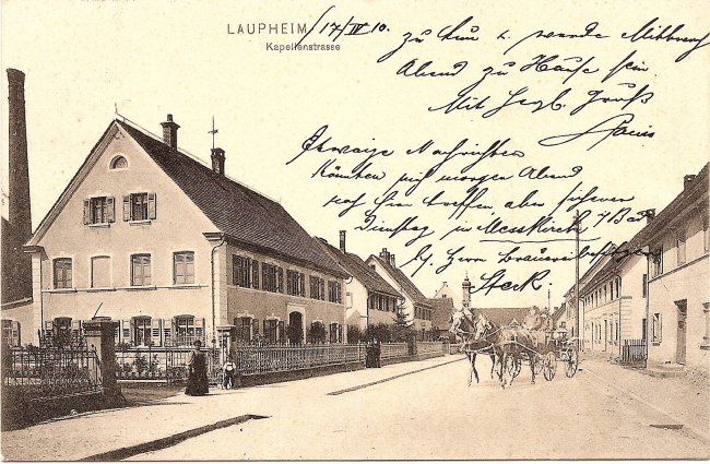 Laupheim, Kapellenstraße (Vorderseite der Ansichtskarte)
