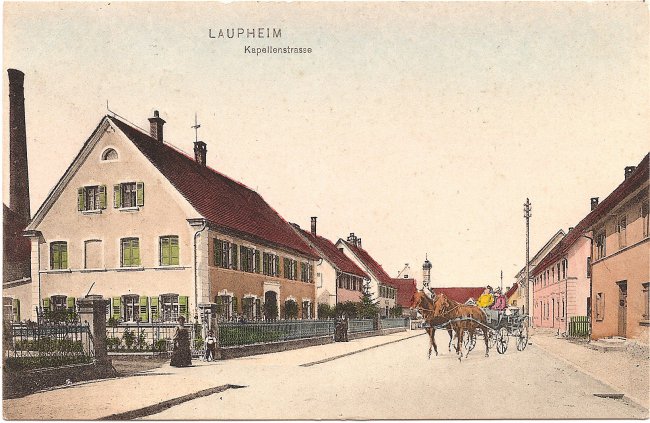 Laupheim, Kapellenstraße (Vorderseite der Ansichtskarte)