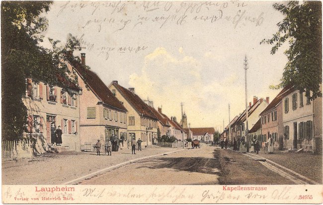 Laupheim, Kapellenstraße (Vorderseite der Ansichtskarte)