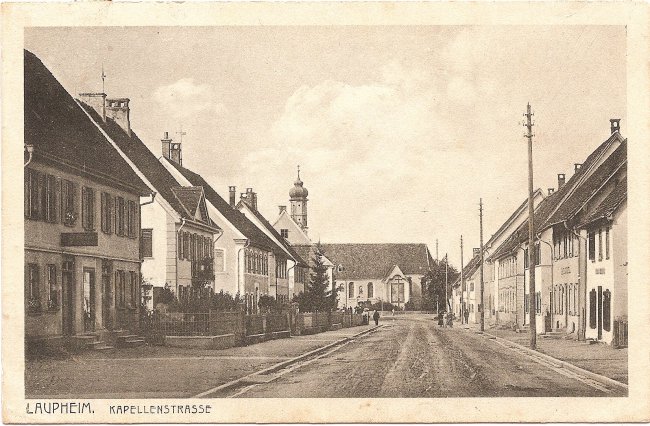 Laupheim, Kapellenstraße (Vorderseite der Ansichtskarte)