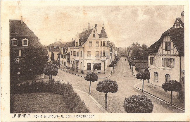 Laupheim, König Wilhelm- u. Schillerstraße (Vorderseite der Ansichtskarte)