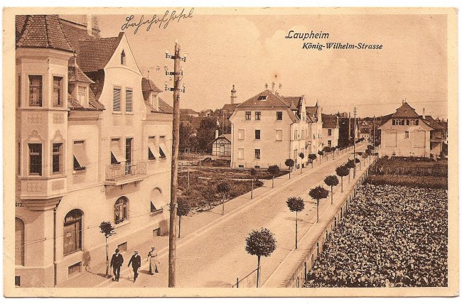 Laupheim, König-Wilhelm-Strasse (Vorderseite der Ansichtskarte)