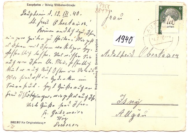 König-Wihelm-Straße (Rückseite der Ansichtskarte)