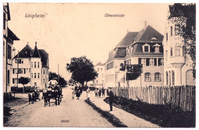 Laupheim, Ulmerstraße (Vorderseite der Ansichtskarte)