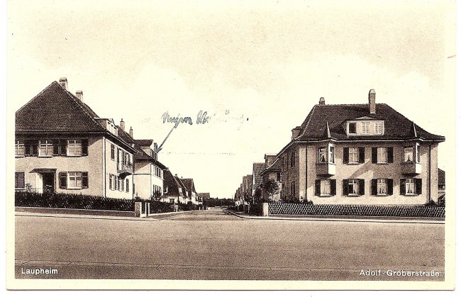 Laupheim, Adolf-Gröberstraße (Vorderseite der Ansichtskarte)