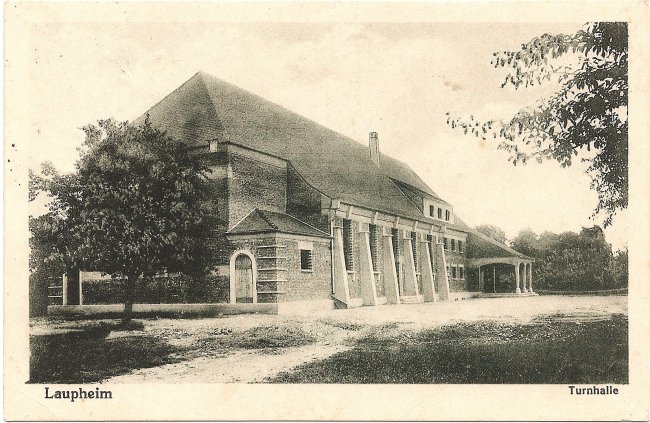 Laupheim, Turnhalle (Vorderseite der Ansichtskarte)