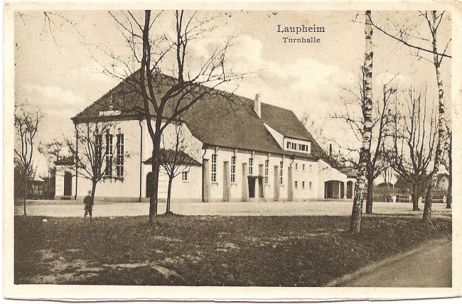 Laupheim, Turnhalle (Vorderseite der Ansichtskarte)