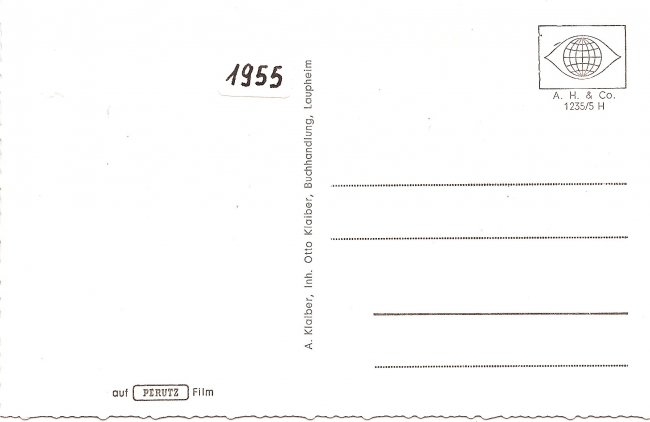 7-Schwabenapotheke, Laupheim (Rückseite der Ansichtskarte)