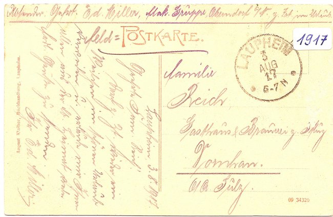 Laupheim, Bezirkskrankenhaus (Rückseite der Ansichtskarte)