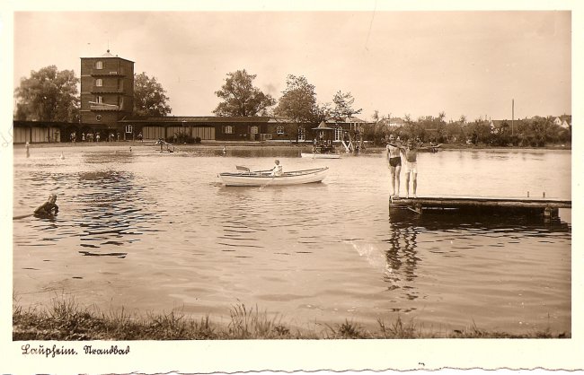 Laupheim, Strandbad (Vorderseite der Ansichtskarte)