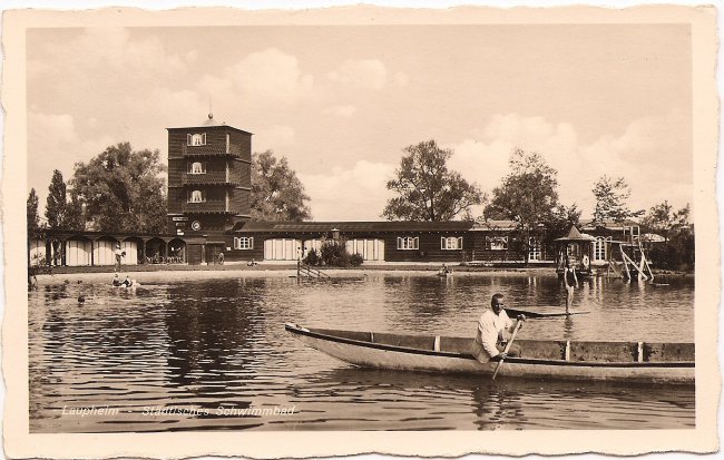 Schwimmbad (Vorderseite der Ansichtskarte)