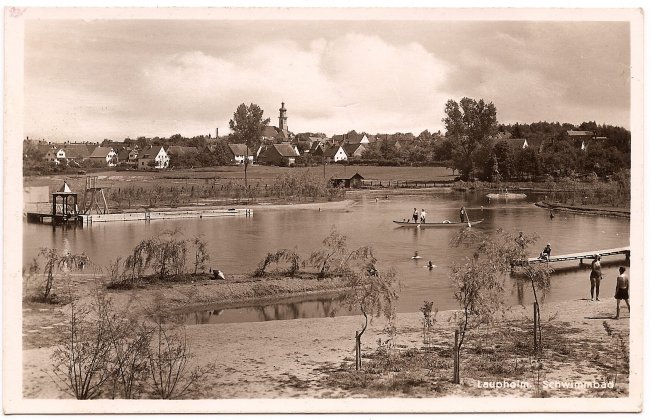 Schwimmbad (Vorderseite der Ansichtskarte)