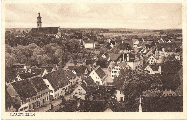 Laupheim, Teilansicht (Vorderseite der Ansichtskarte)