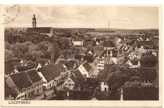 Laupheim, Teilansicht (Vorderseite der Ansichtskarte)