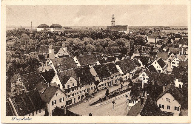 Laupheim, Teilansicht (Vorderseite der Ansichtskarte)