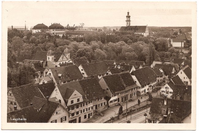 Laupheim, Teilansicht (Vorderseite der Ansichtskarte)