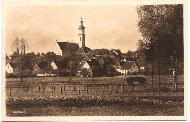 Laupheim, Teilansicht (Vorderseite der Ansichtskarte)