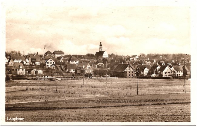 Laupheim, Teilansicht (Vorderseite der Ansichtskarte)