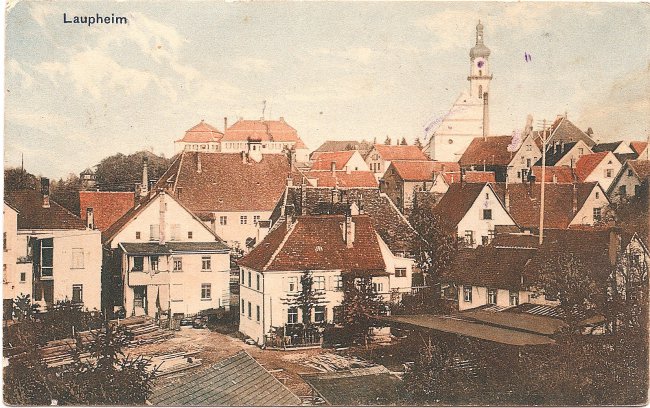 Laupheim, Teilansicht (Vorderseite der Ansichtskarte)