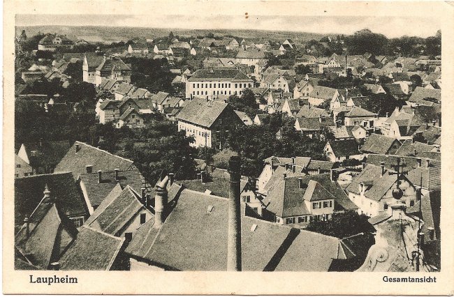 Laupheim, Gesamtansicht (Vorderseite der Ansichtskarte)