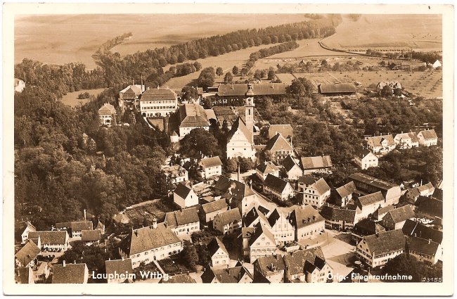 Laupheim Wttbg. Orig. Fliegeraufnahme (Vorderseite der Ansichtskarte)