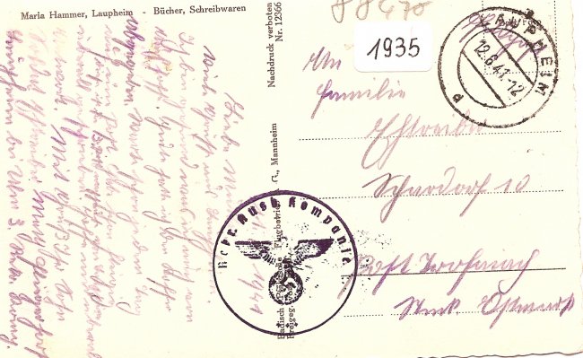 Flugzeugaufnahme von Laupheim / Wttbg. (Rückseite der Ansichtskarte)