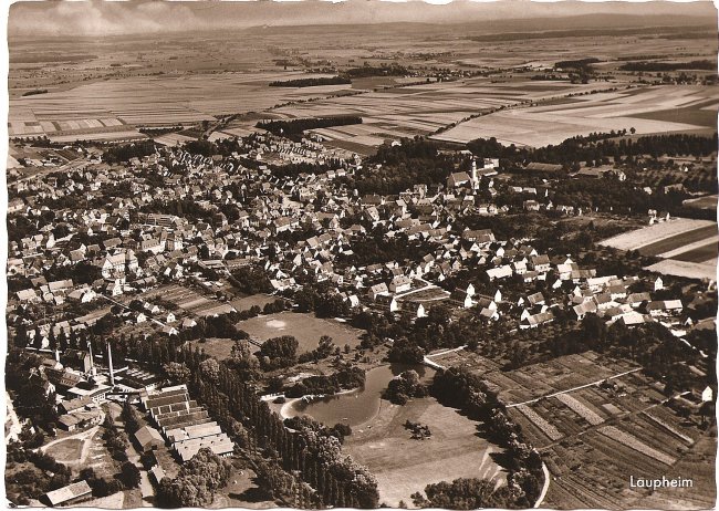 Laupheim, Teilansicht (Vorderseite der Ansichtskarte)