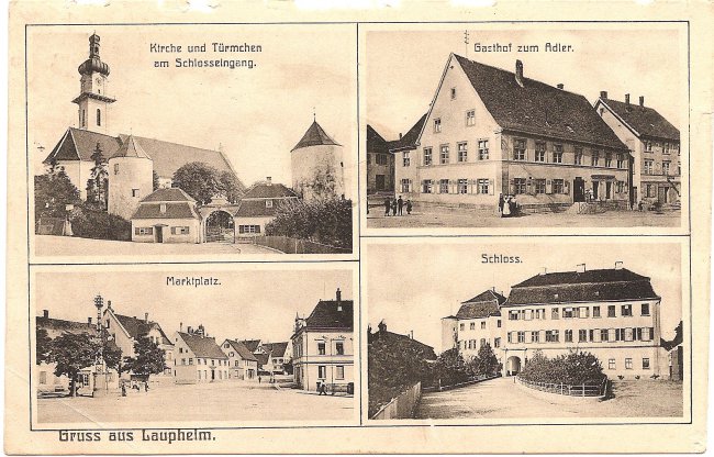 Gruss aus Laupheim (Vorderseite der Ansichtskarte)