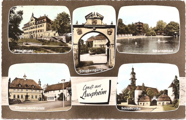 Gruß aus Laupheim (Vorderseite der Ansichtskarte)