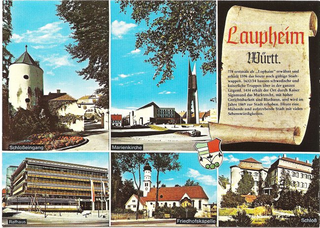 Laupheim Würrt. (Vorderseite der Ansichtskarte)