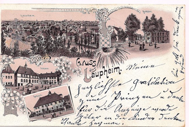 Gruss aus Laupheim (Vorderseite der Ansichtskarte)