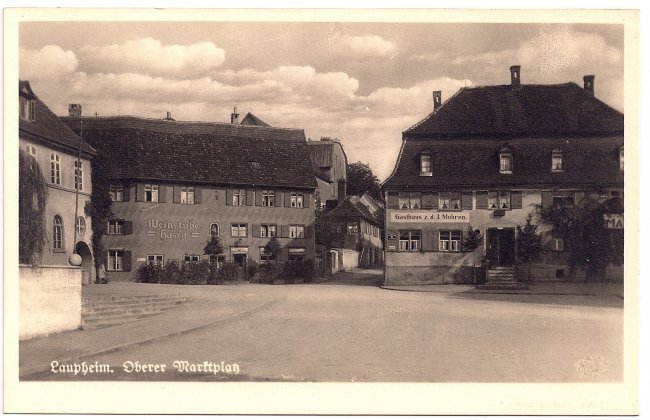 Laupheim, Oberer Marktplatz (Vorderseite der Ansichtskarte)