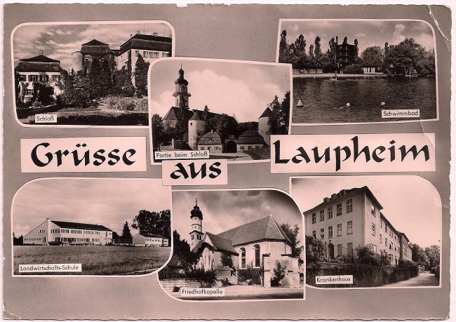 Grüsse aus Laupheim (Vorderseite der Ansichtskarte)