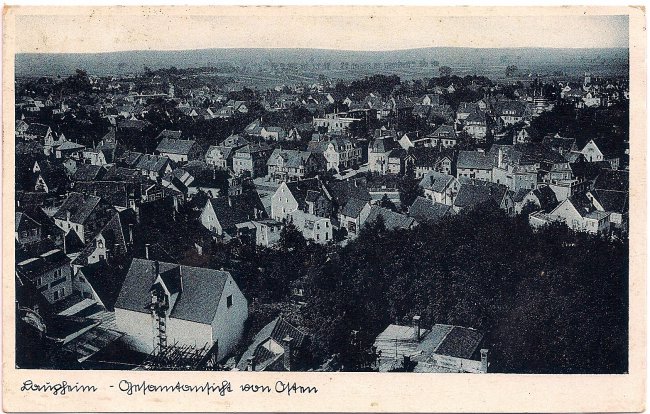 Laupheim - Gesamtansicht von Osten (Vorderseite der Ansichtskarte)