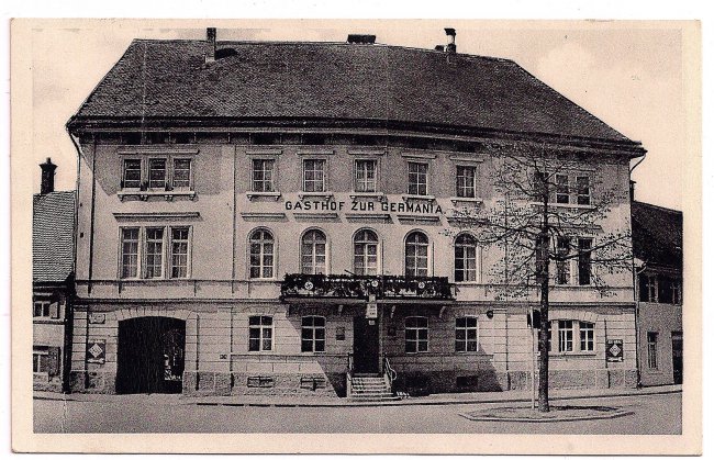 Gasthof zur Germania (Vorderseite der Ansichtskarte)