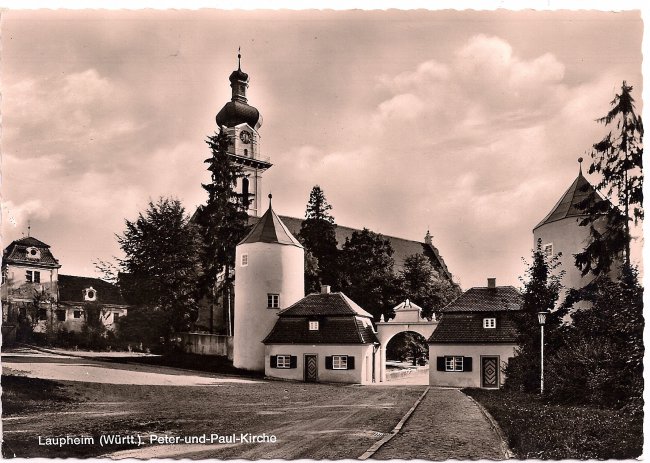 Laupheim, Peter und Paul Kirche (Vorderseite der Ansichtskarte)