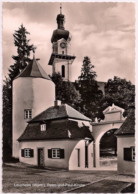 Laupheim, Peter und Paul Kirche (Vorderseite der Ansichtskarte)