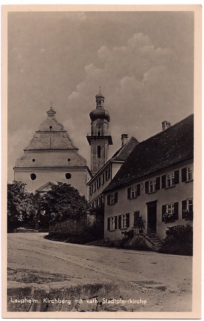 Kirchberg mit kath. Stadtpfarrkirche (Vorderseite der Ansichtskarte)