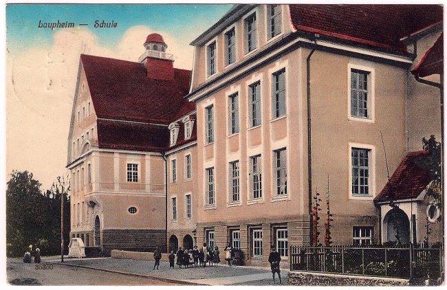 Laupheim – Schule (Vorderseite der Ansichtskarte)